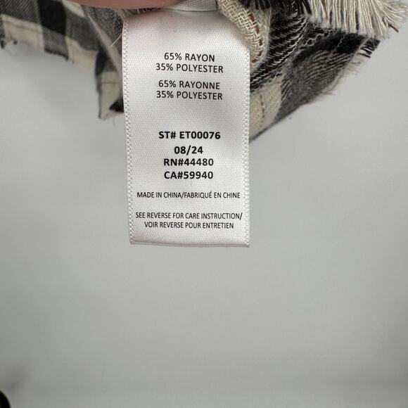 Elwood Mens Riker Plaid Short Sleeve Button Up Shirt Rayon Gray Cream Medium - Picture 9 of 11